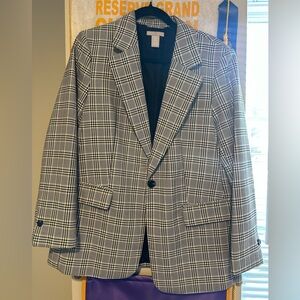 H&M Black and White Checkered Blazer